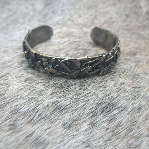 Textured Silver Cuff Bracelet